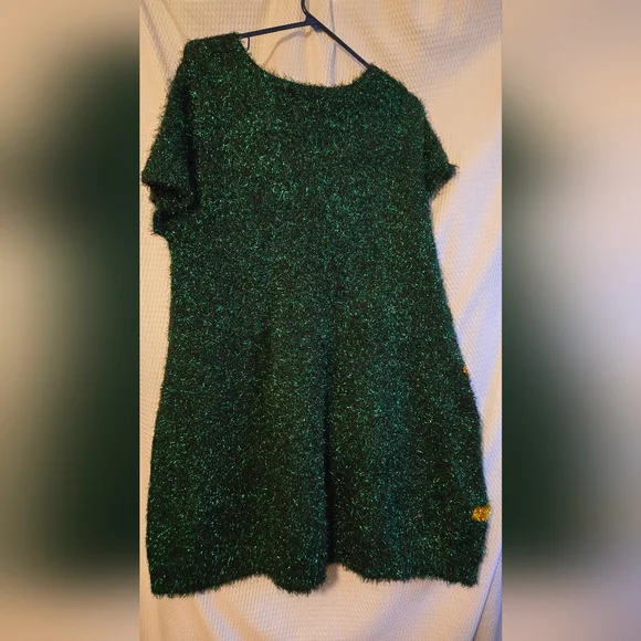 Festive Green Christmas Sweater Dress - Picture 2 of 5